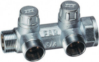 Коллектор запорный 1" - 2вых. - М24*19  3875С1 FAR